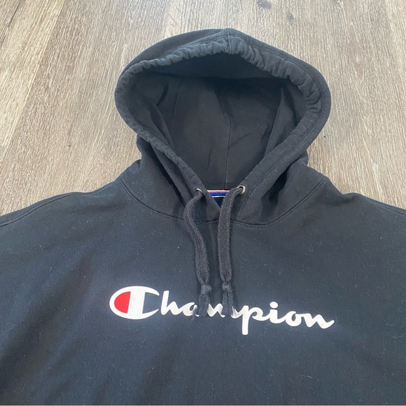 CHAMPION men’s black hoodie size small casual slightly faded - Picture 5 of 7